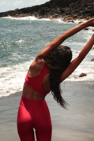 Red Plain High Legging - Melt