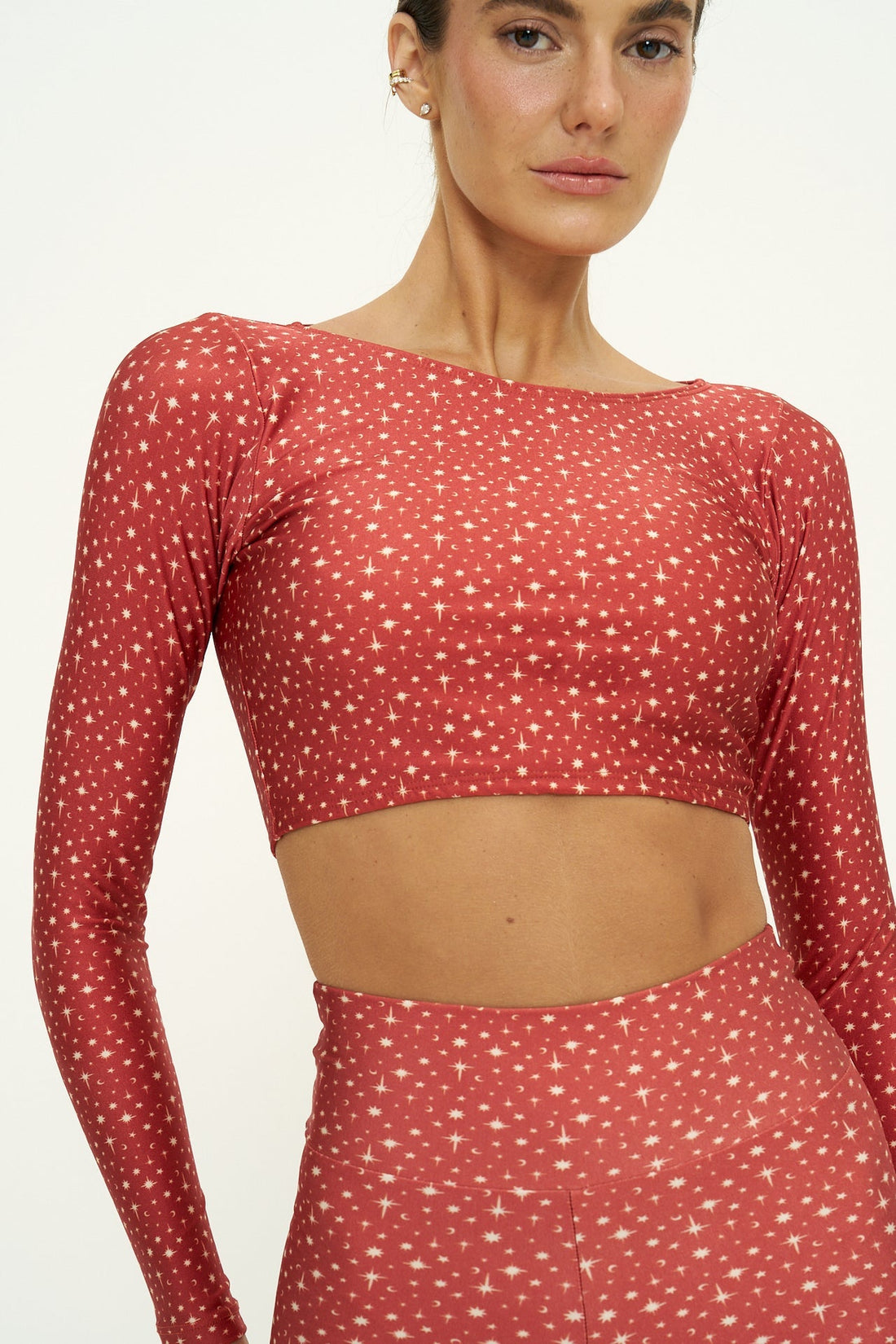 Top cropped manga longa Galaxy