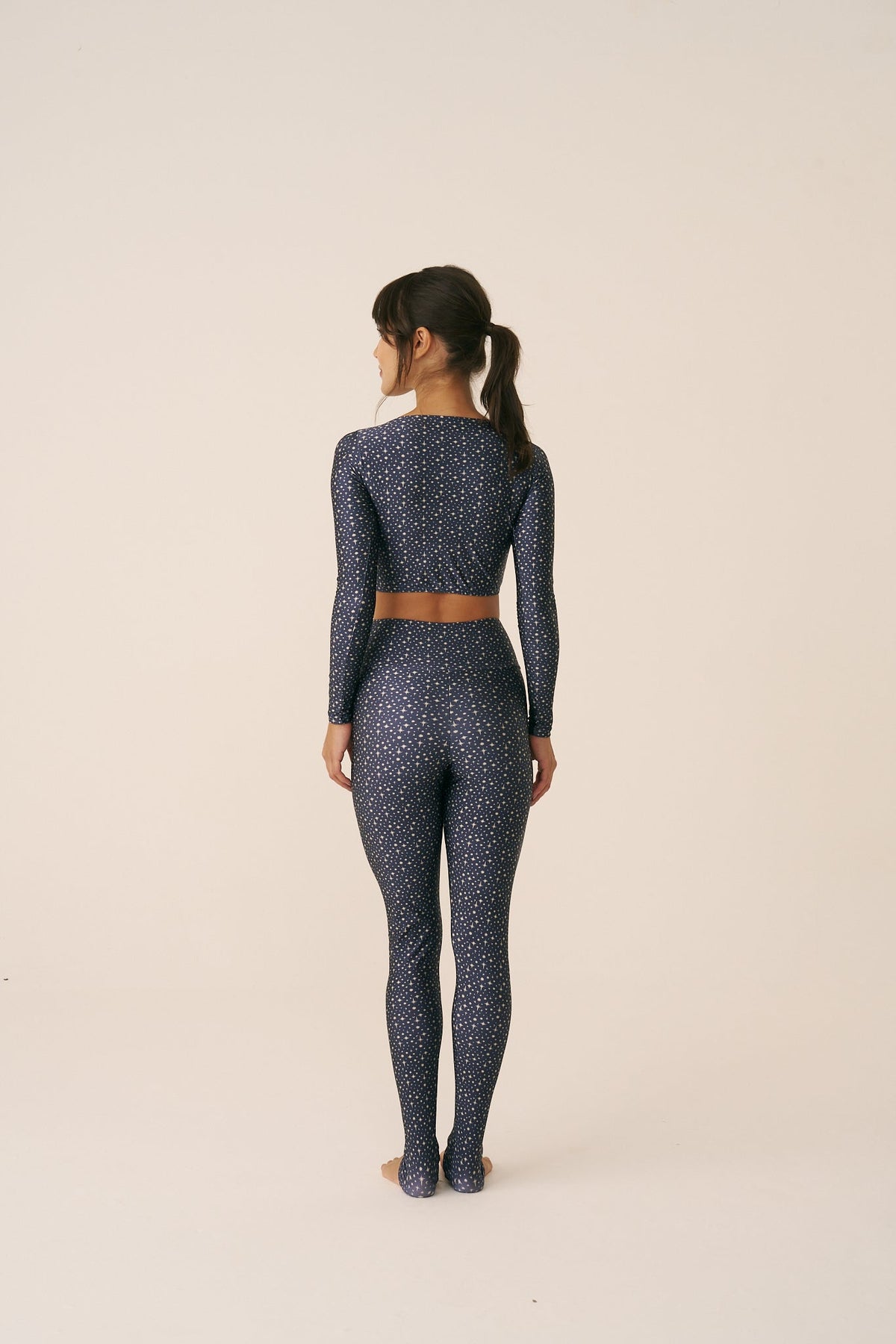 Top Cropped Manga Longa Blue Galaxy