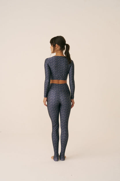 Top Cropped Manga Longa Blue Galaxy