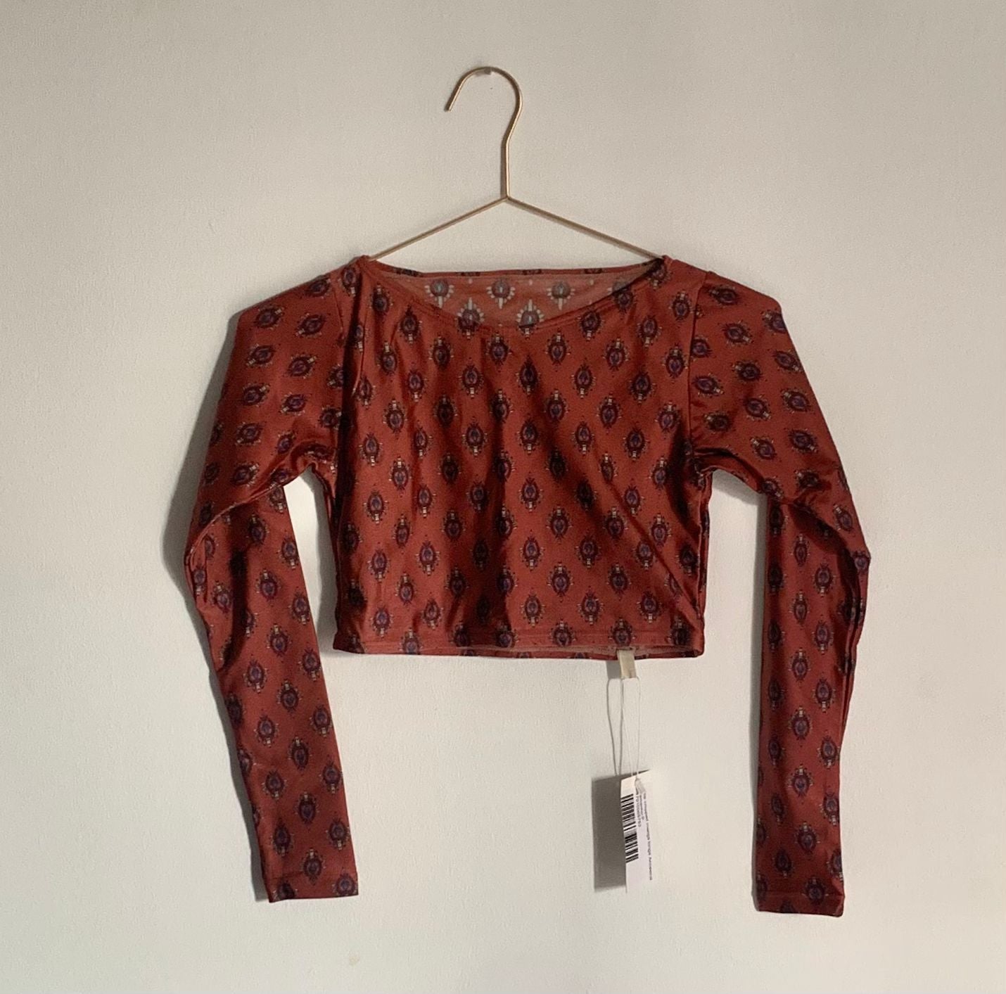 Ancestral long sleeve cropped top